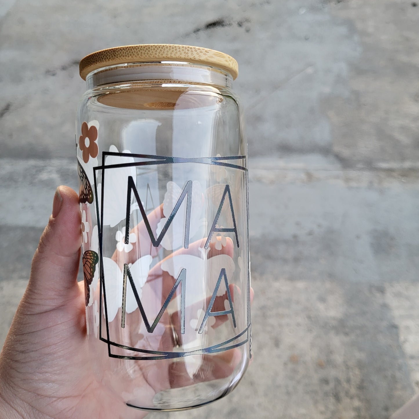 "Butterfly Mama" Glass Can Tumbler 16 oz *Clearance*