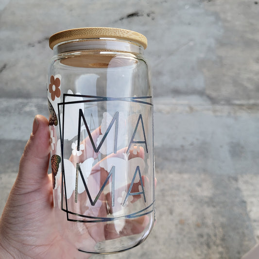 "Butterfly Mama" Glass Can Tumbler 16 oz *Clearance*