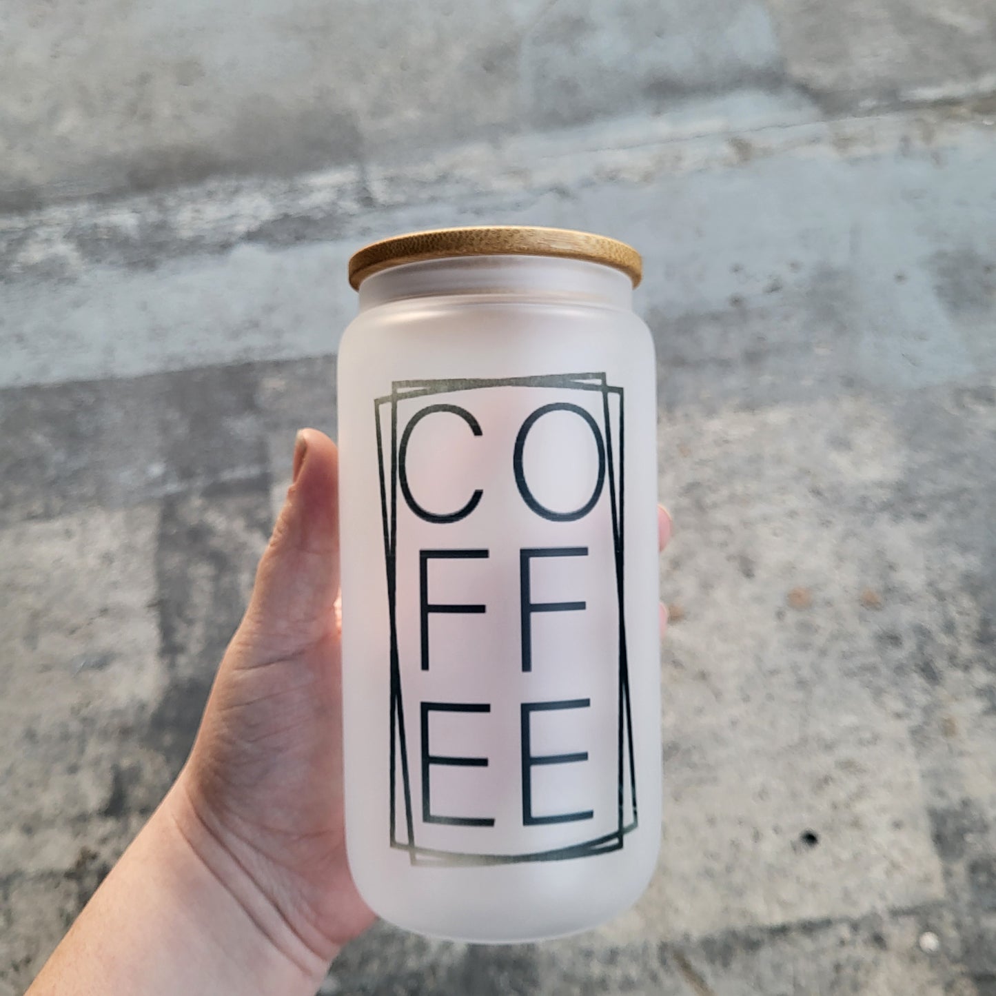 "Coffee" Glass Can Tumbler 16 oz *Clearance*